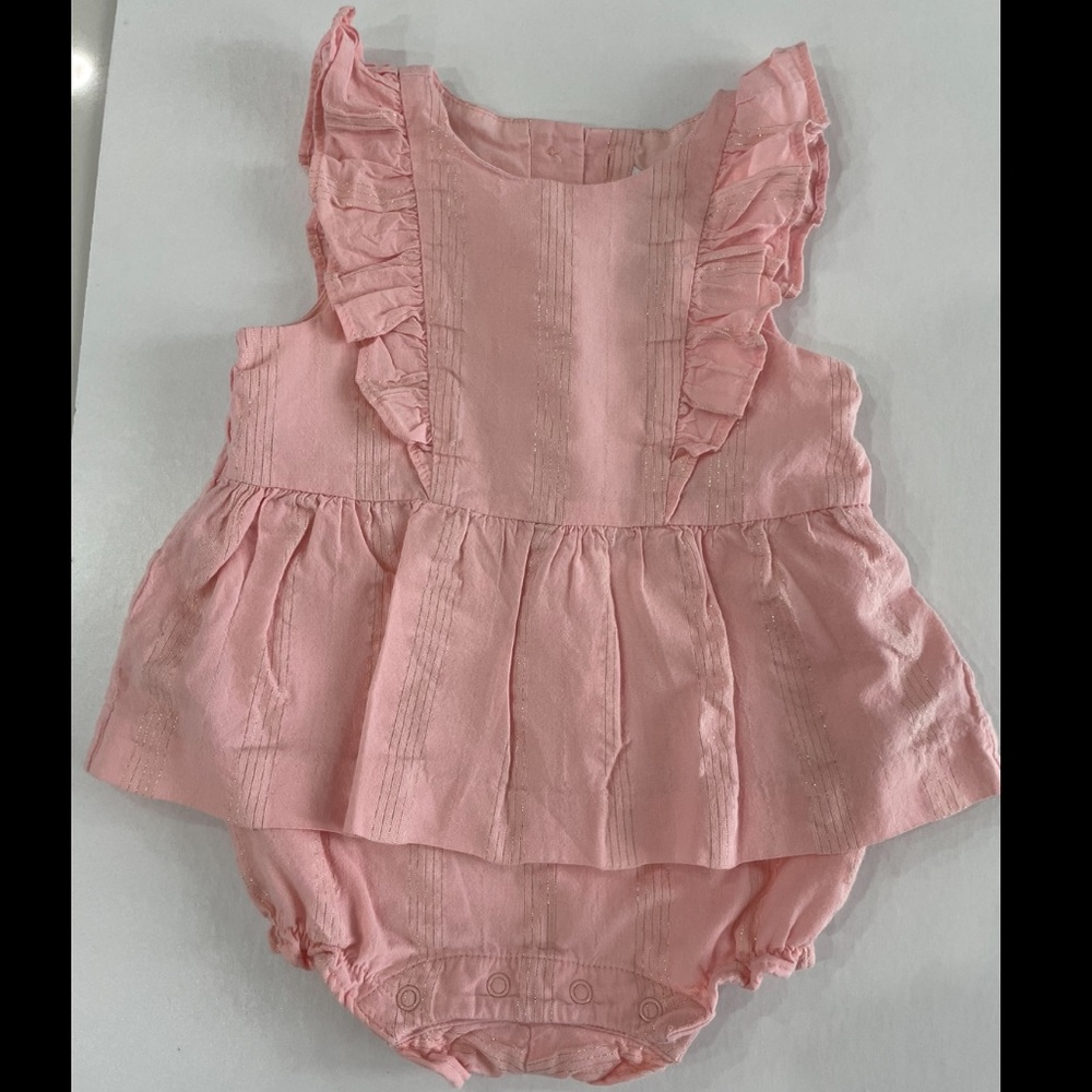 Janie And Jack Baby Girl Peach & Gold Romper Size 3-6 Months